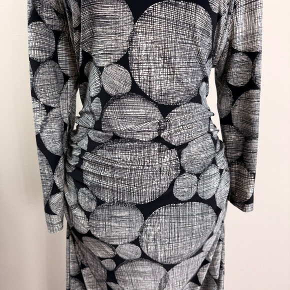 KamaliKulture Norma Kamali Black White Abstract Circle Ruched Midi Dress XL - Picture 9 of 12